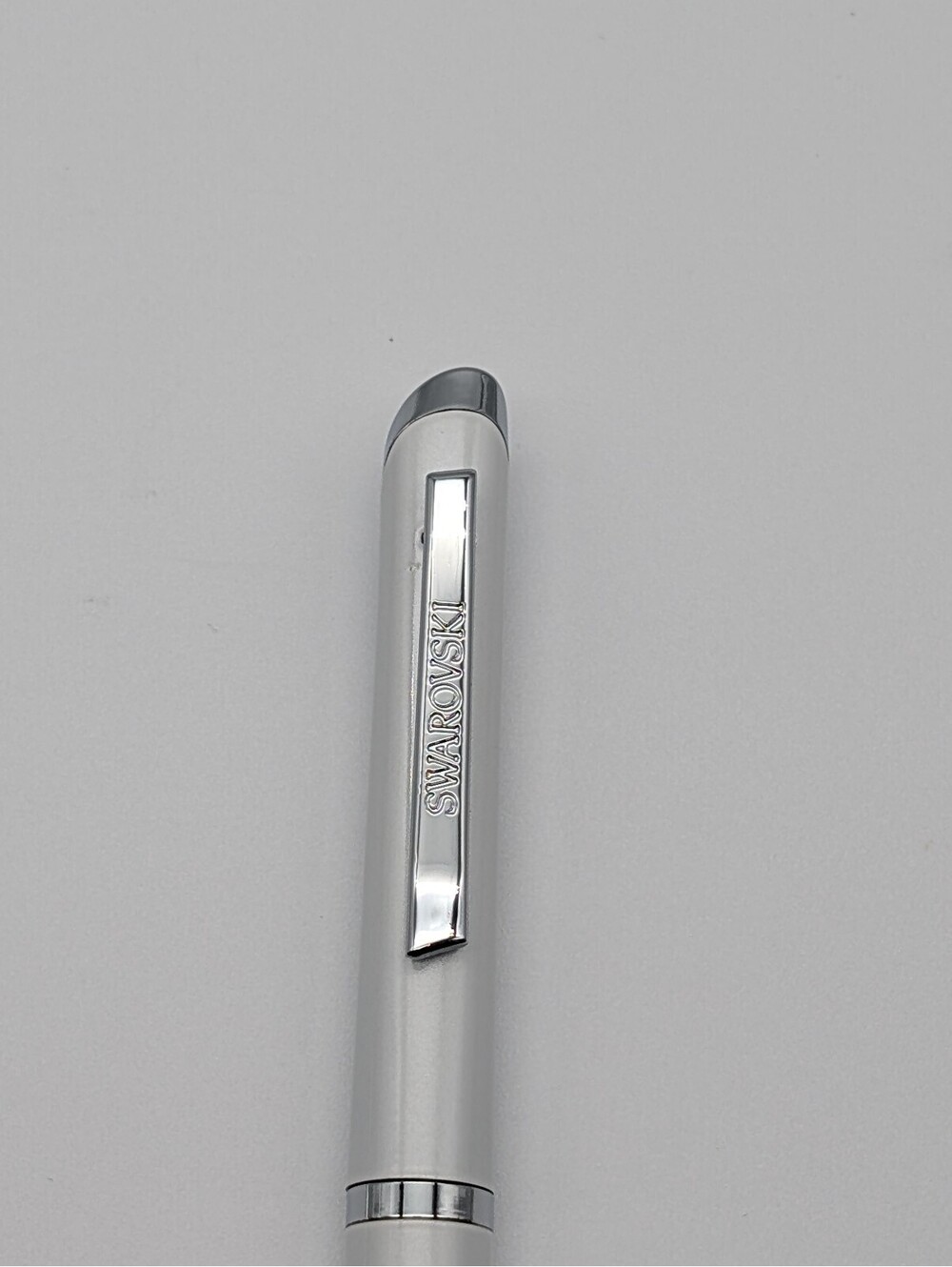 Swarovski Crystalline Ballpoint Pen - Glossy White & Silver Chrome - No Box